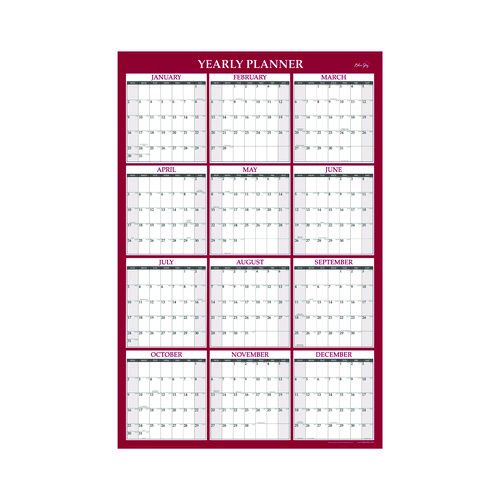 Classic Red Laminated Erasable Wall Calendar, 48 x 32, White/Red/Gray Sheets, 12-Month (Jan to Dec): 2025. Picture 2