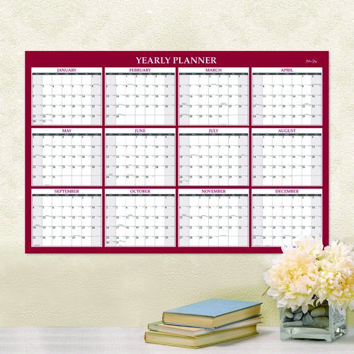Classic Red Laminated Erasable Wall Calendar, 48 x 32, White/Red/Gray Sheets, 12-Month (Jan to Dec): 2025. Picture 3