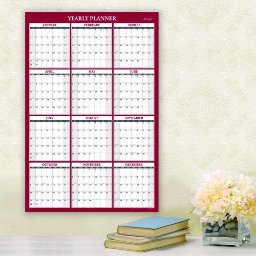 Classic Red Laminated Erasable Wall Calendar, 48 x 32, White/Red/Gray Sheets, 12-Month (Jan to Dec): 2025. Picture 4