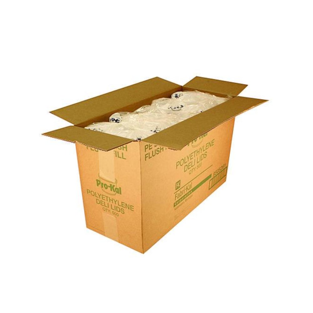 Pro Kal Polyethylene Flush Fill Round Deli Lids, 4.6" Diameter, Clear, Plastic, 500/Carton. Picture 4