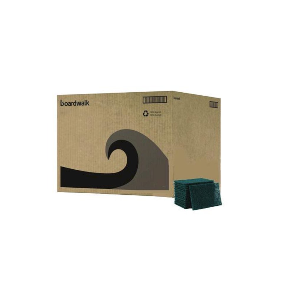 Heavy-Duty Scouring Pad, 6 x 9, Green, 15/Carton. Picture 1