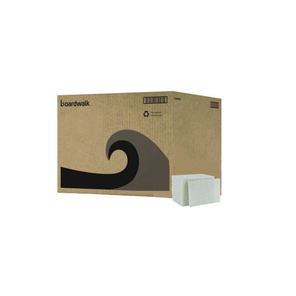 Light-Duty Scouring Pad, 6 x 9, White, 20/Carton. Picture 1