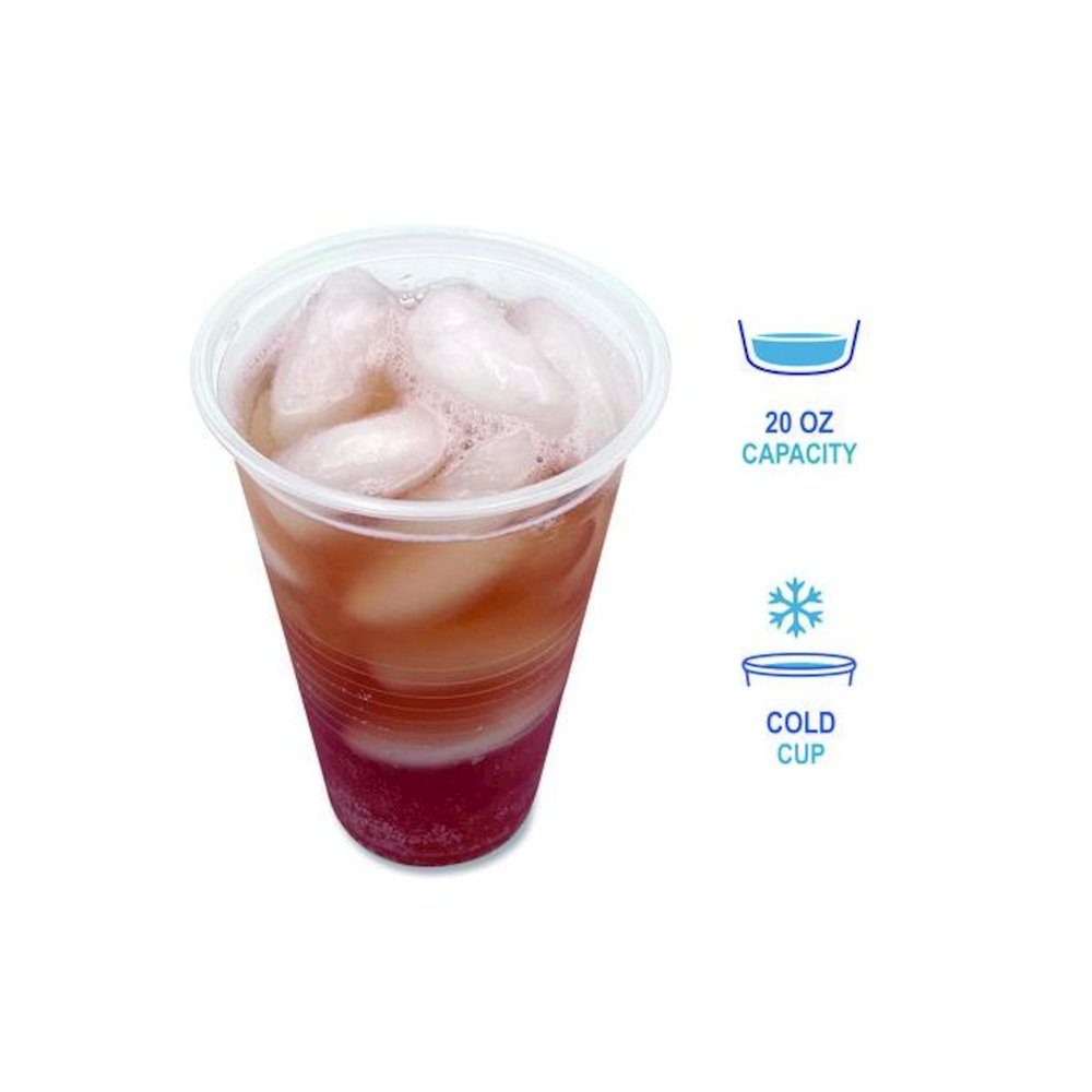 Translucent Plastic Cold Cups, 20 oz, Clear, 1,000/Carton. Picture 5