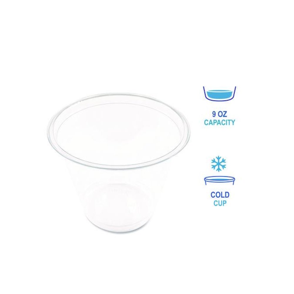 Clear Plastic PET Cups, Squat, 9 oz, 1,000/Carton. Picture 3