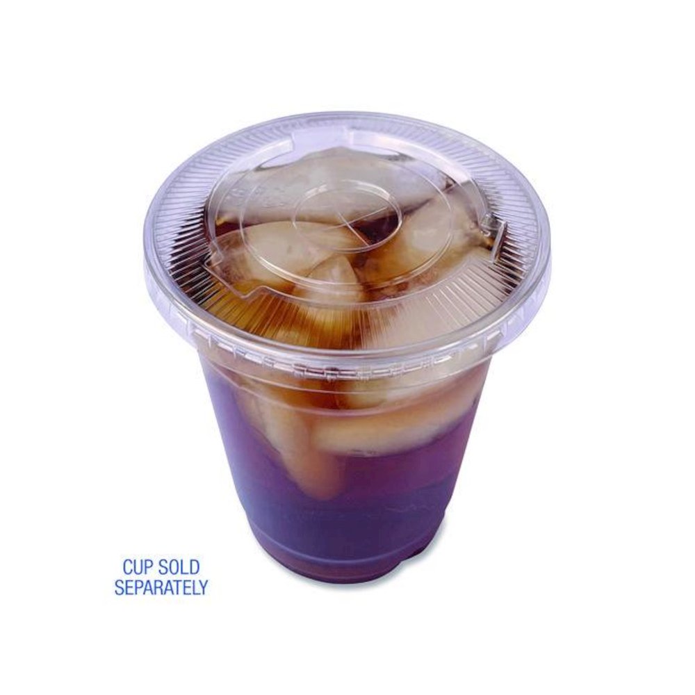 PET Cold Cup Straw-Slot Lids, Fits 9 oz to 10 oz Cold Cups, Plastic, Clear, 1,000/Carton. Picture 9