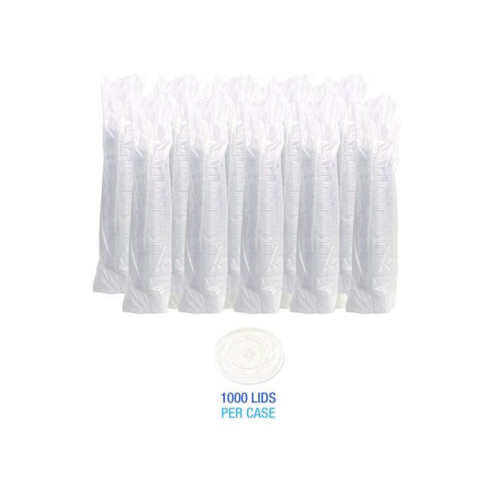 PET Cold Cup Straw-Slot Lids, Fits 9 oz Squat/12 oz Cold Cups, Plastic, Clear, 1,000/Carton. Picture 8