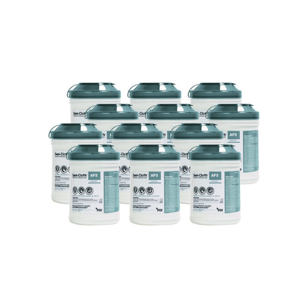 Sani-Cloth AF3 Germicidal Disposable Wipes, 6 x 6.75, White, 160 Wipes/Canister, 12 Canisters/Carton. Picture 1