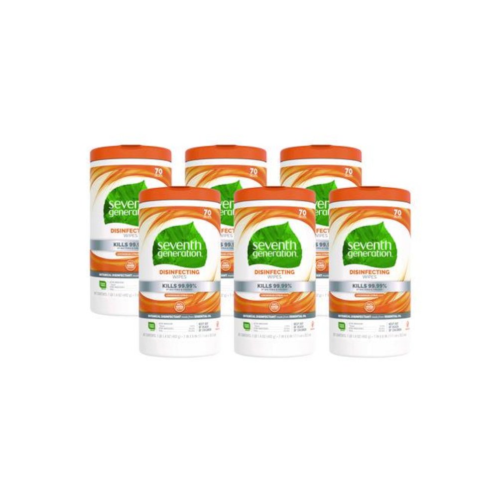 Botanical Disinfecting Wipes, 7 x 8, Lemongrass Citrus, 70 Count, 6/Carton. Picture 1