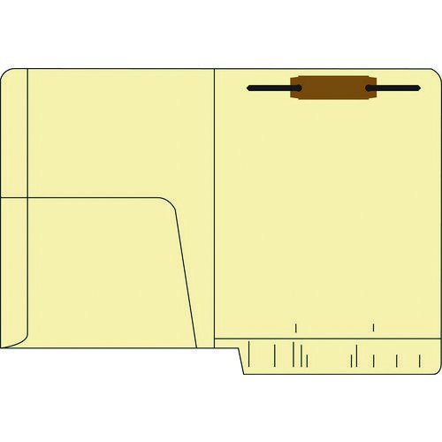 Heavy-Duty Slash Pocket End Tab Fastener Folders, 1 Fastener, Letter Size, Manila Exterior, 50/Box. Picture 1