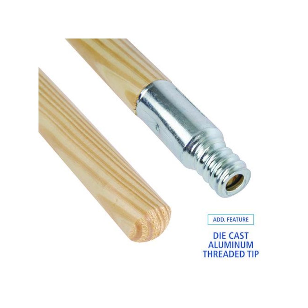Metal Tip Threaded Hardwood Broom Handle, 0.94" dia x 60", Natural. Picture 5