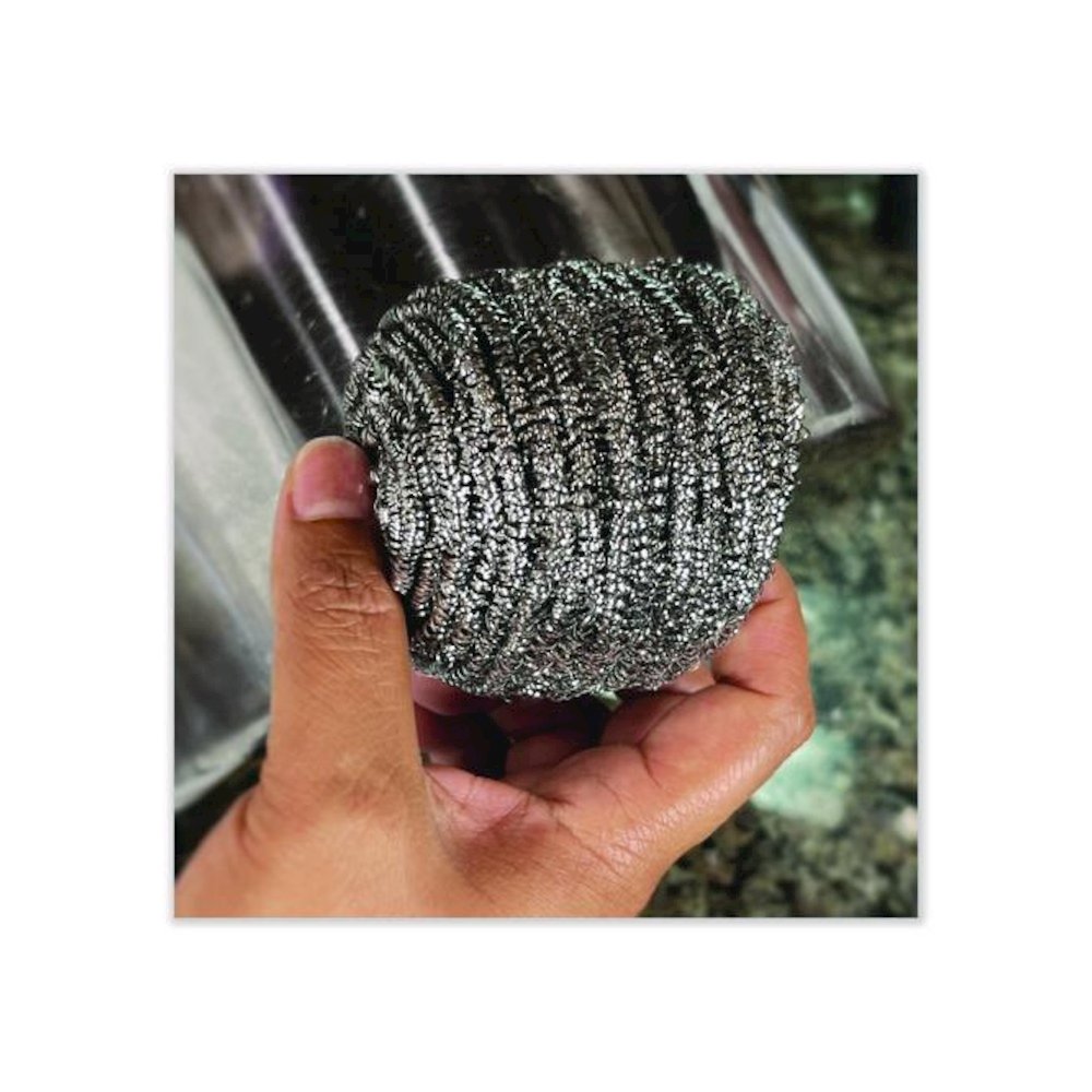 Stainless Steel Scrubber, Medium Size, Steel Gray, 72/Carton. Picture 3
