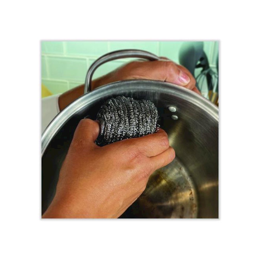 Stainless Steel Scrubber, Medium Size, Steel Gray, 72/Carton. Picture 4