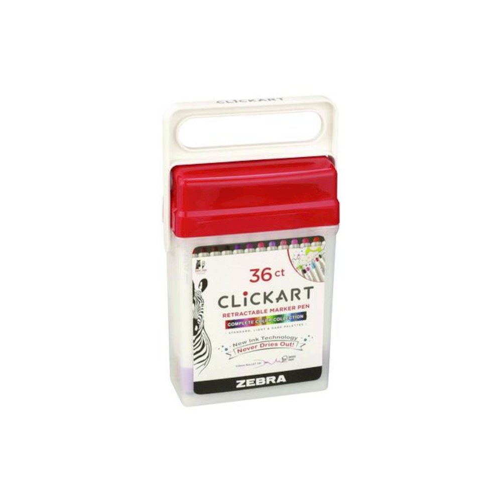 ClickArt Porous Point Pen, Retractable, Fine 0.6 mm, Assorted Ink Colors, White Barrel, 36/Pack. Picture 5
