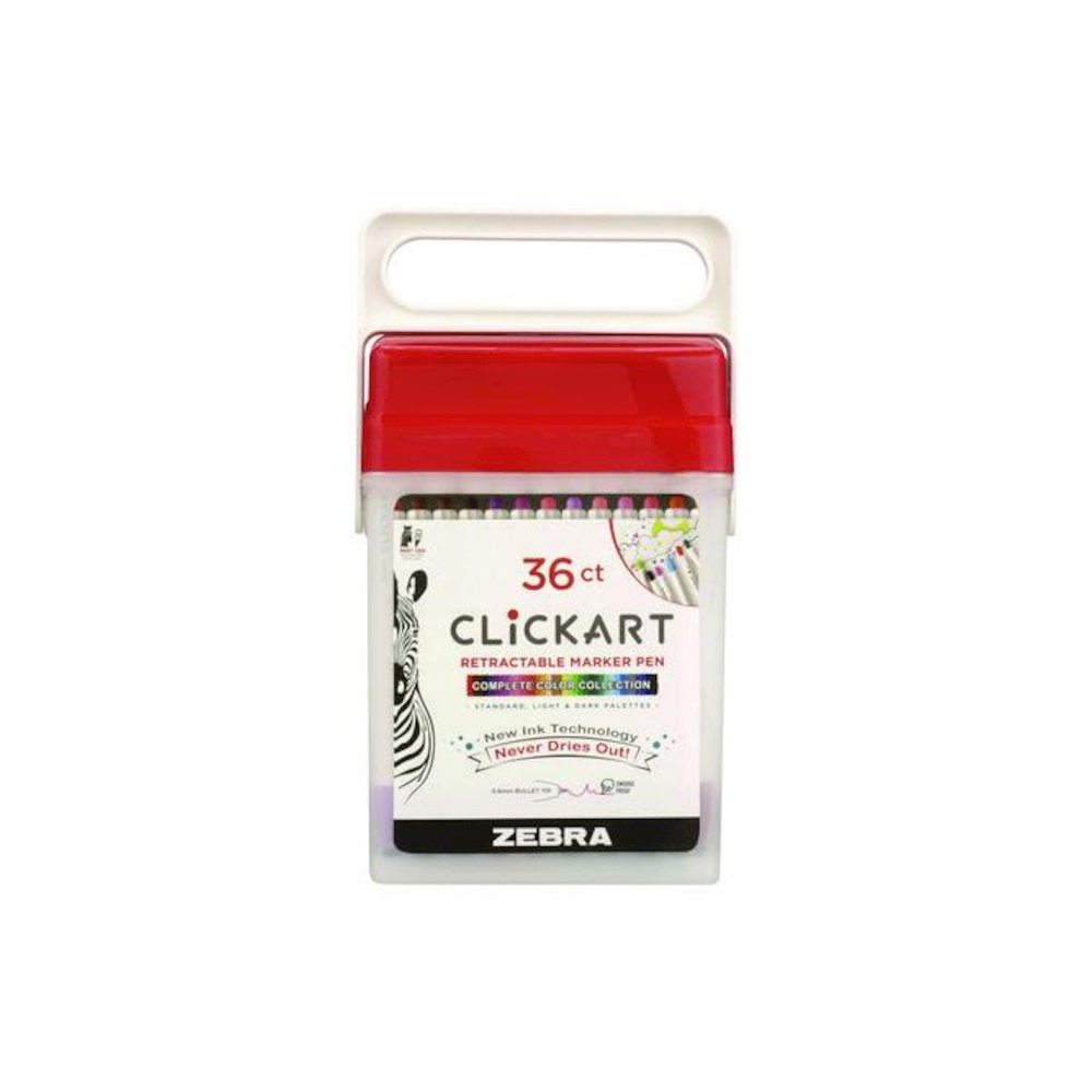 ClickArt Porous Point Pen, Retractable, Fine 0.6 mm, Assorted Ink Colors, White Barrel, 36/Pack. Picture 1