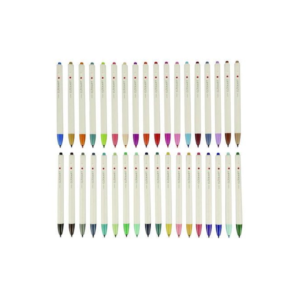 ClickArt Porous Point Pen, Retractable, Fine 0.6 mm, Assorted Ink Colors, White Barrel, 36/Pack. Picture 2