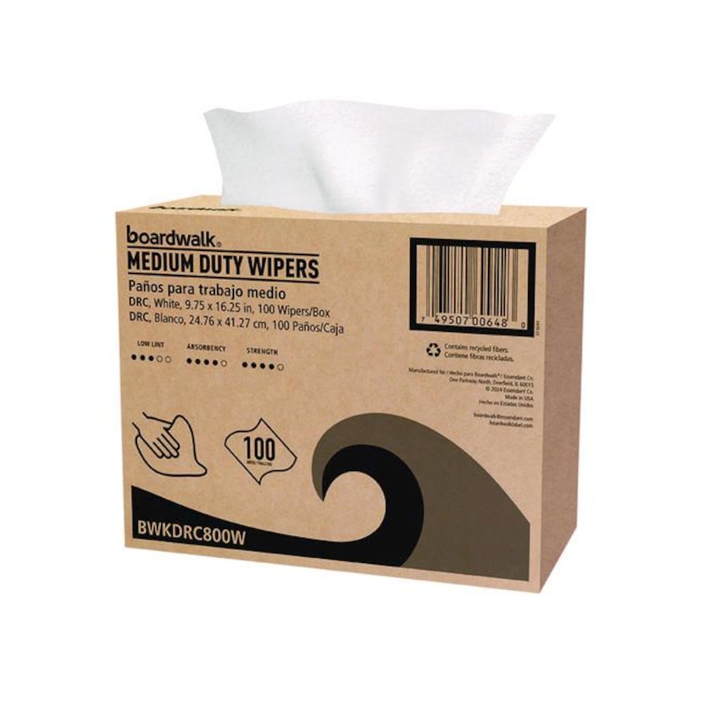 DRC Wipers, 1-Ply, 9.75 x 16.25, White, 100/Box, 8 Boxes/Carton. Picture 2