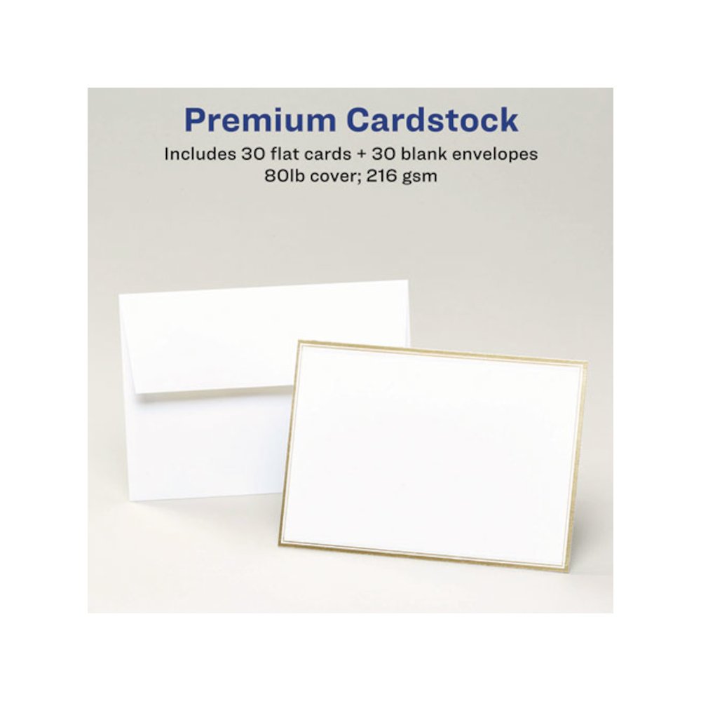 Invitation Cards with Metallic Border, Inkjet/Laser, 80 lb, 5 x 7, Matte White, 2 Cards/Sheet, 15 Sheets/Pack. Picture 7