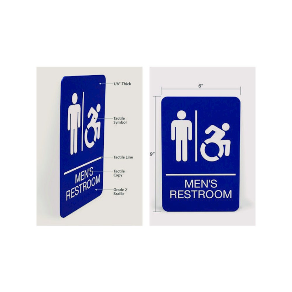 ADA Sign, Men's Restroom, 6 x 9, Blue Face, White Graphics. Picture 2
