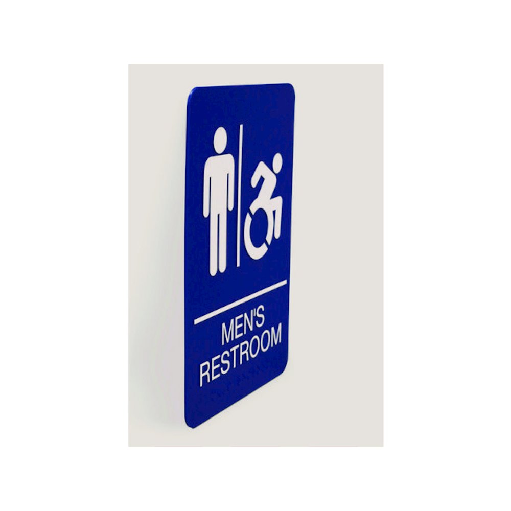ADA Sign, Men's Restroom, 6 x 9, Blue Face, White Graphics. Picture 4