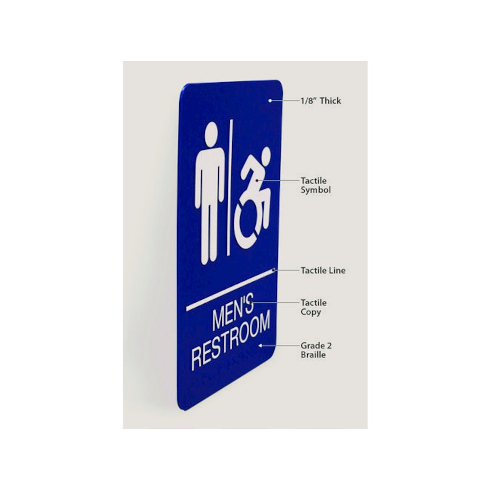 ADA Sign, Men's Restroom, 6 x 9, Blue Face, White Graphics. Picture 5