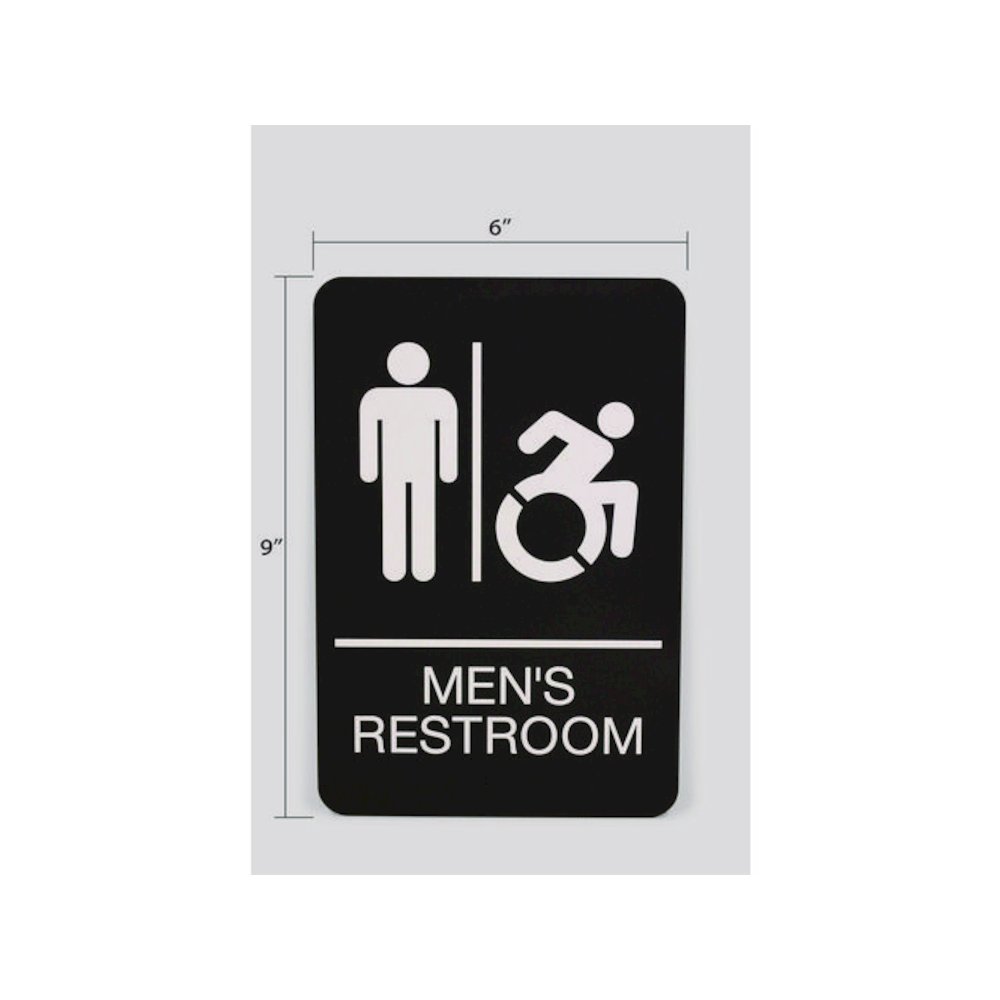 ADA Sign, Men's Restroom, 6 x 9, Black Face, White Graphics. Picture 3