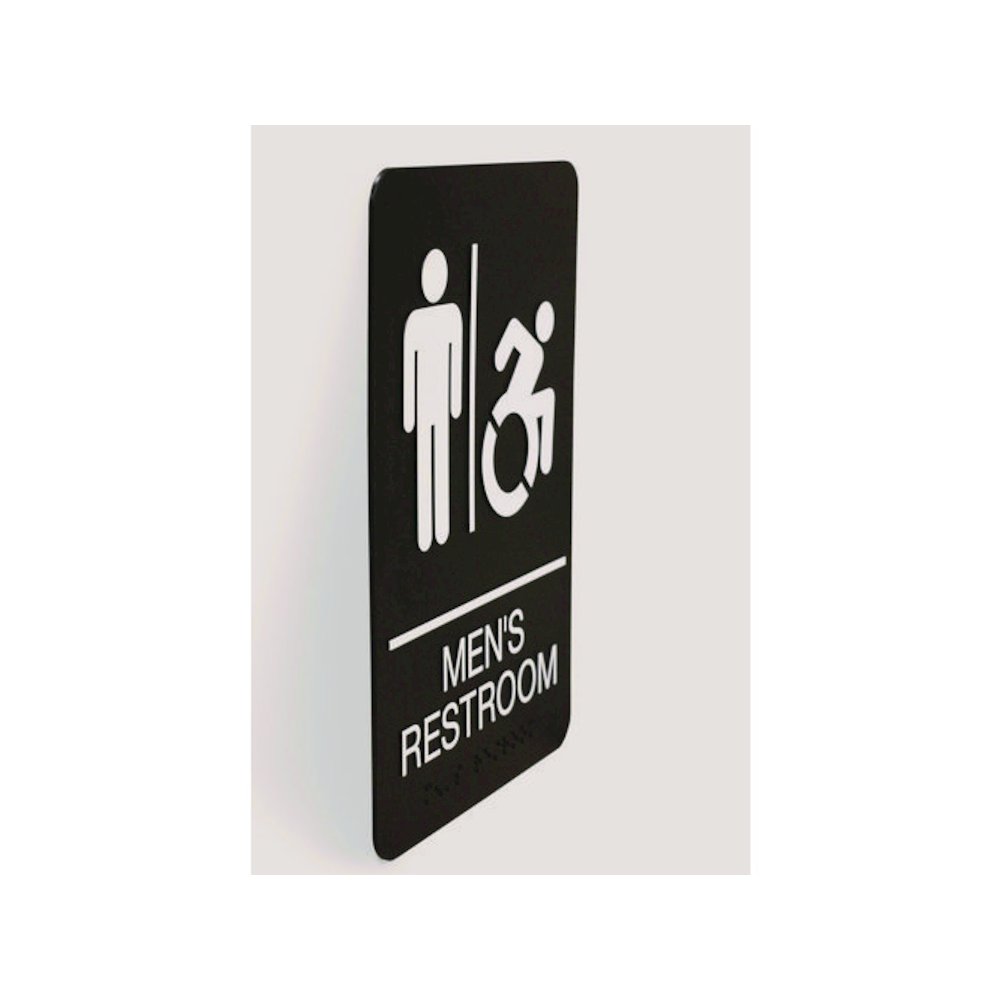 ADA Sign, Men's Restroom, 6 x 9, Black Face, White Graphics. Picture 4