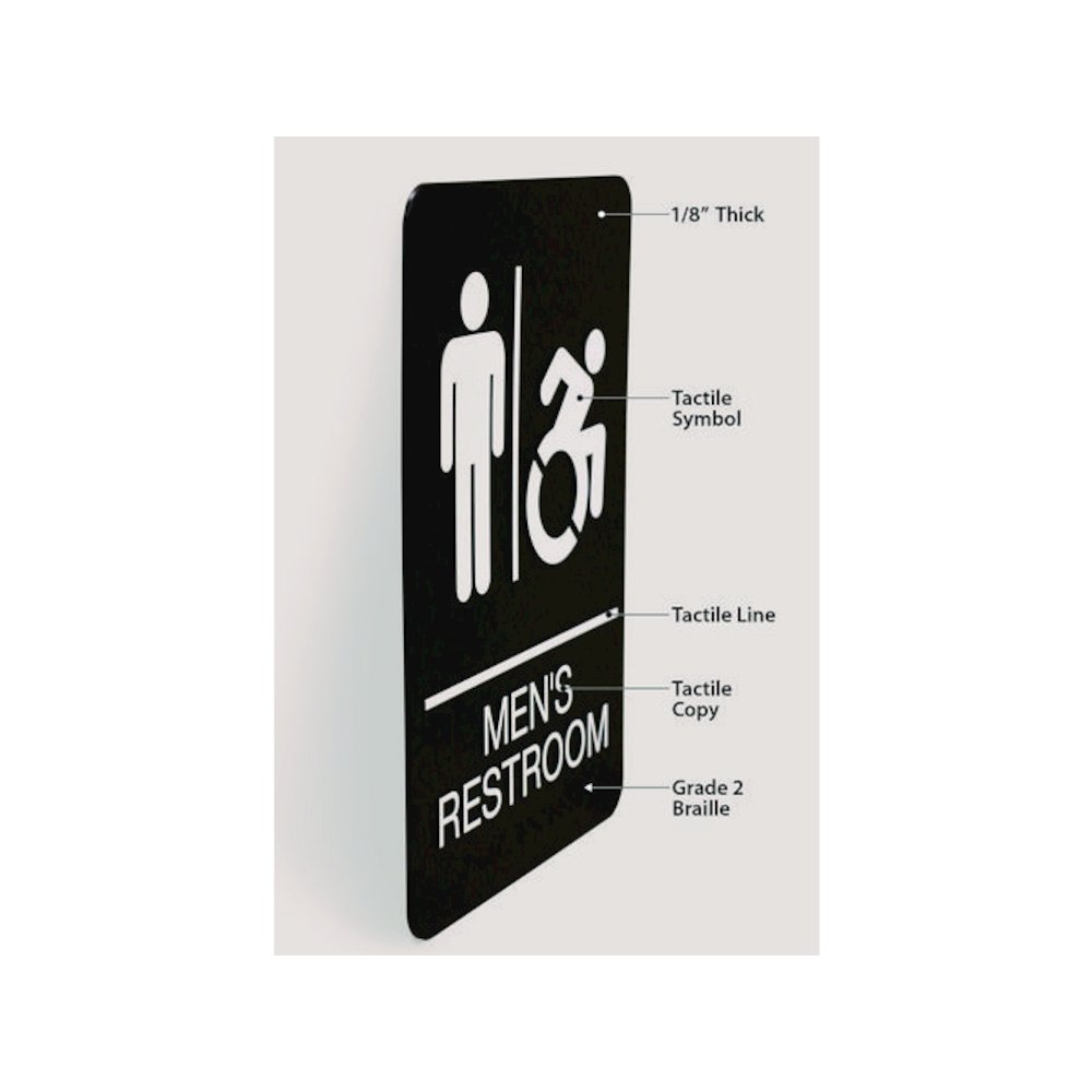 ADA Sign, Men's Restroom, 6 x 9, Black Face, White Graphics. Picture 5