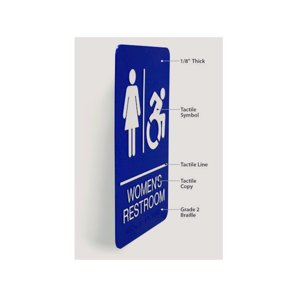ADA Sign, Women's Restroom, 6 x 9, Blue Face, White Graphics. Picture 5