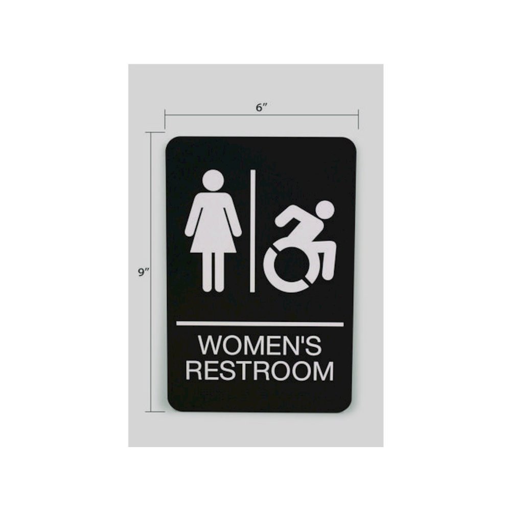 ADA Sign, Women's Restroom, 6 x 9, Black Face, White Graphics. Picture 3