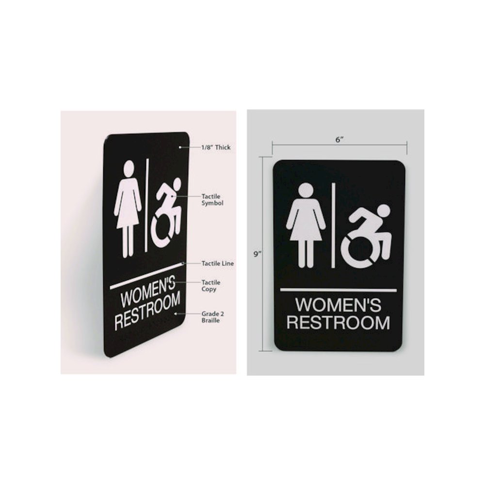 ADA Sign, Women's Restroom, 6 x 9, Black Face, White Graphics. Picture 2