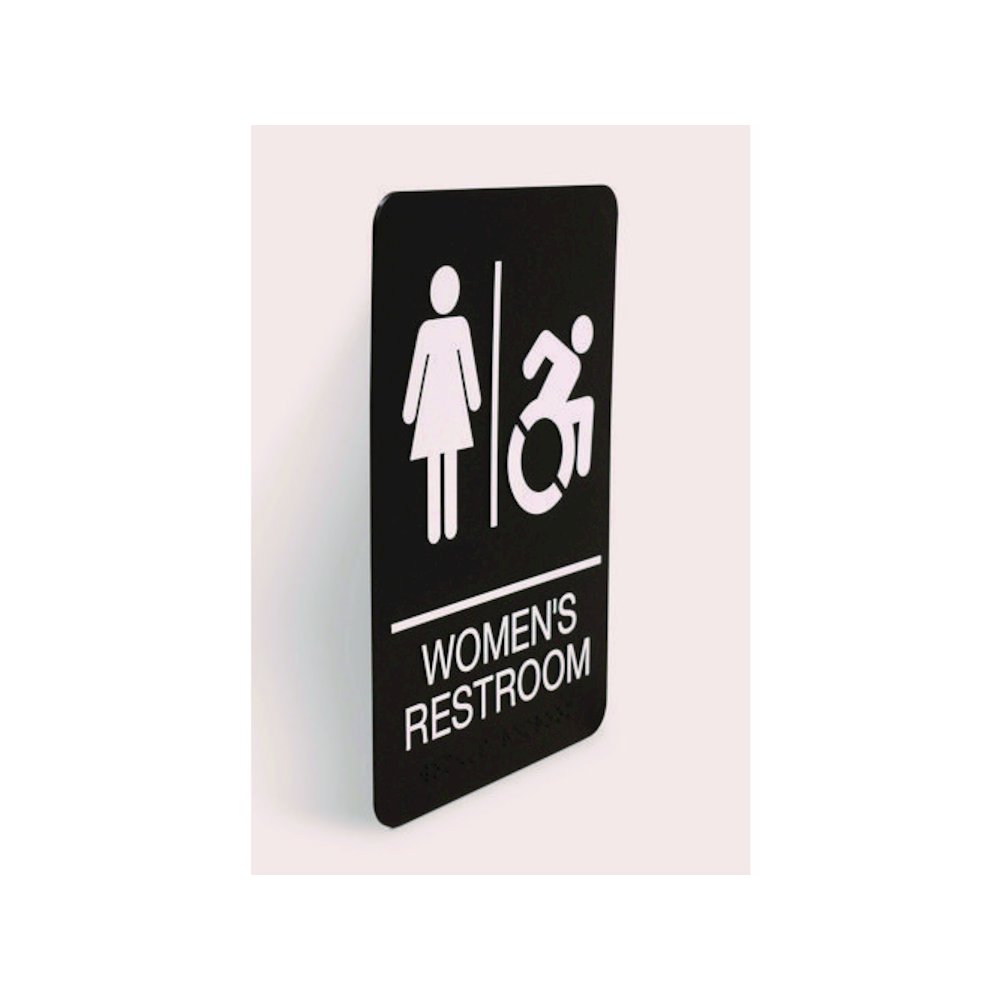 ADA Sign, Women's Restroom, 6 x 9, Black Face, White Graphics. Picture 4