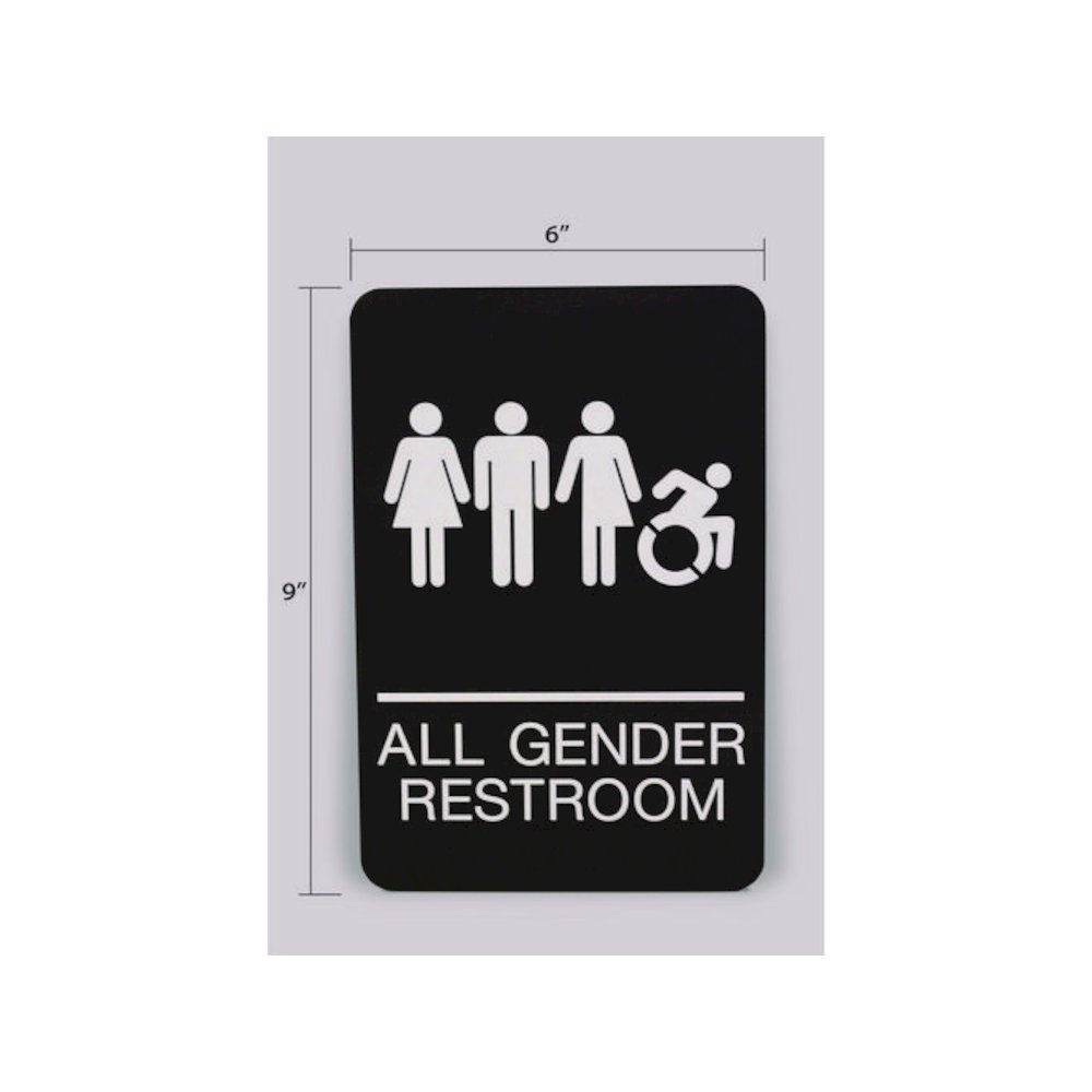 ADA Sign, All Gender Restroom, 6 x 9, Black Face, White Graphics. Picture 3
