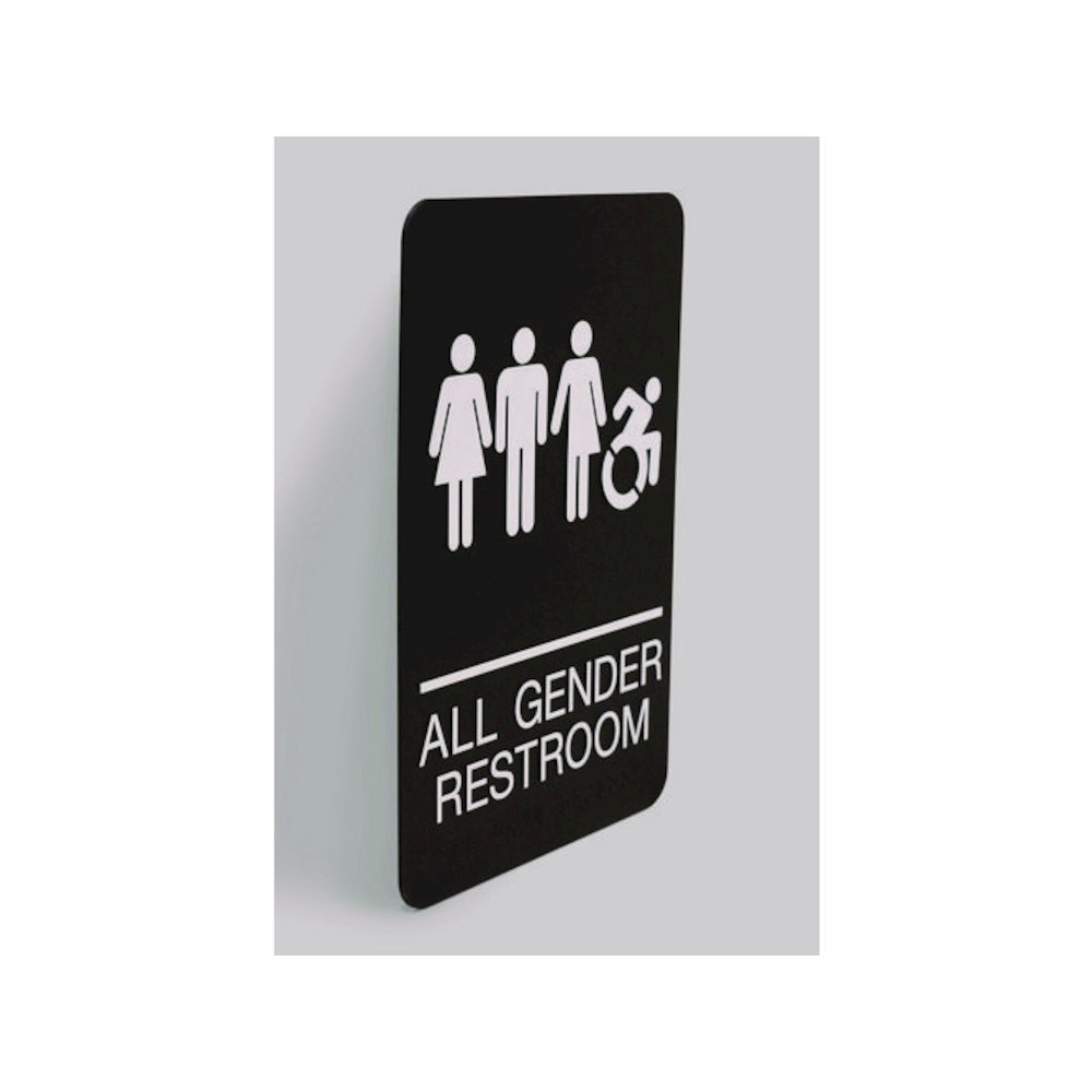 ADA Sign, All Gender Restroom, 6 x 9, Black Face, White Graphics. Picture 4