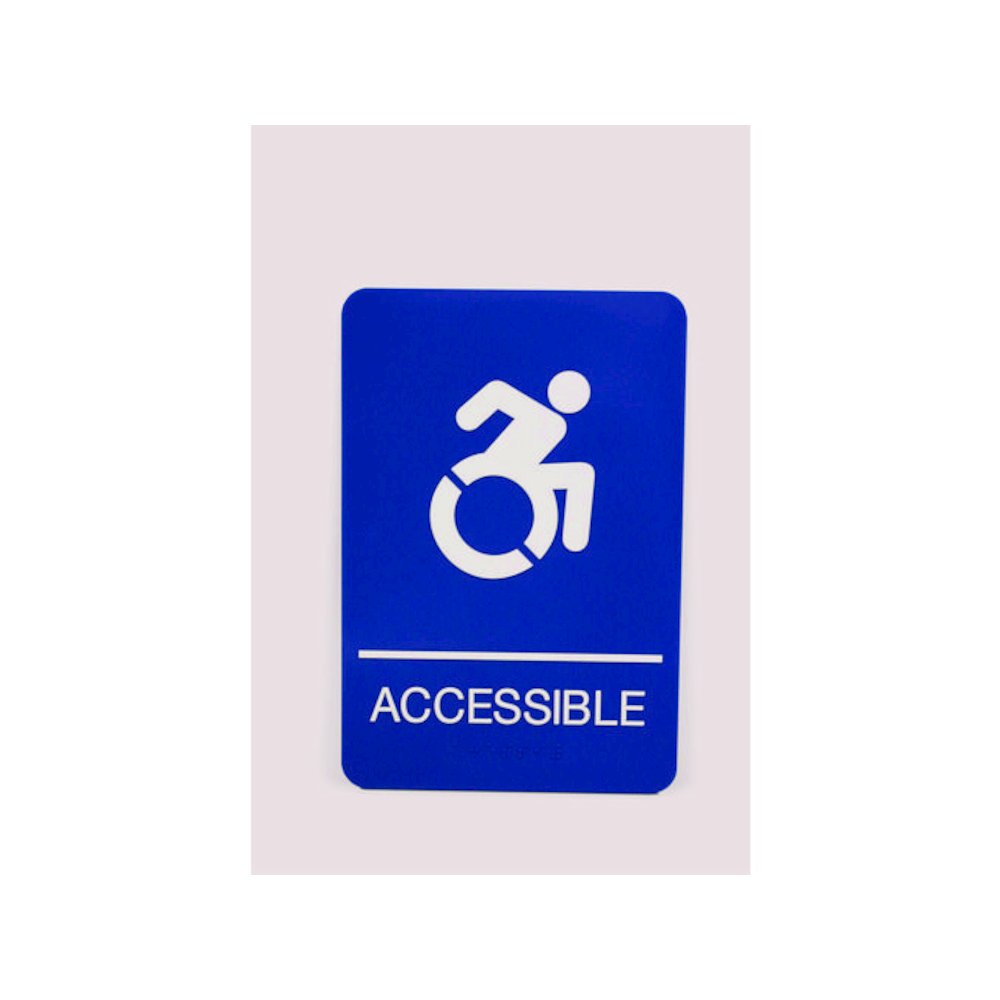 ADA Sign, Accessible, 6 x 9, Blue Face, White Graphics. Picture 1
