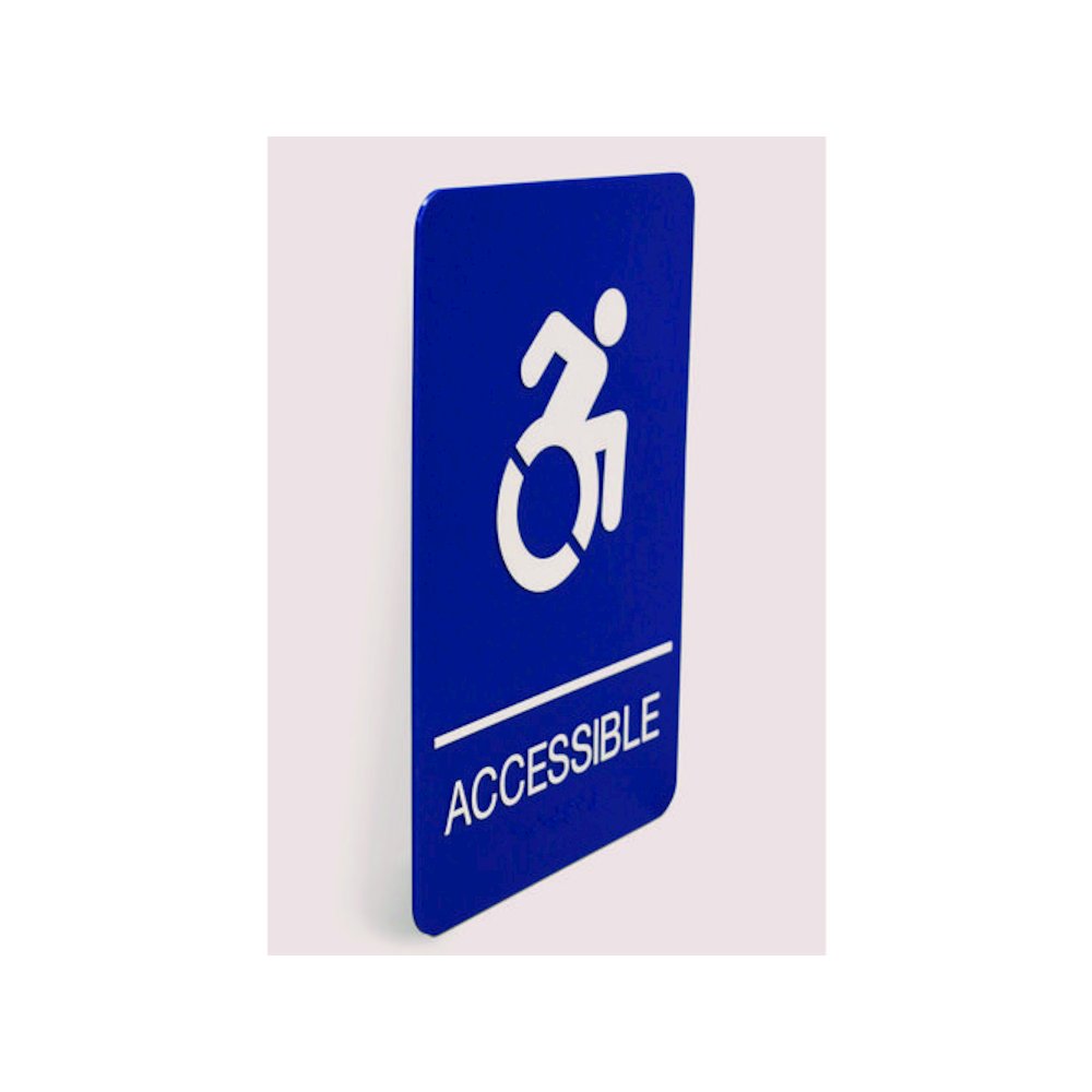 ADA Sign, Accessible, 6 x 9, Blue Face, White Graphics. Picture 4