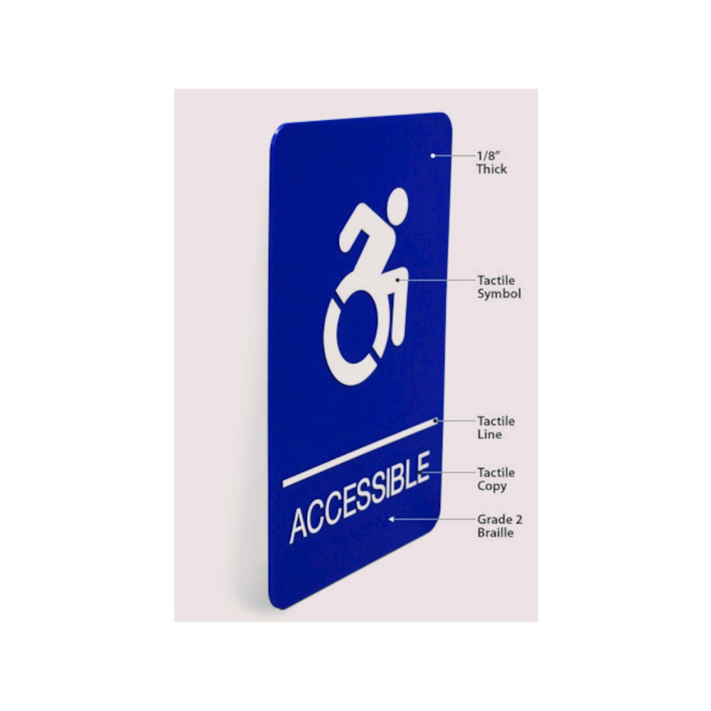 ADA Sign, Accessible, 6 x 9, Blue Face, White Graphics. Picture 5