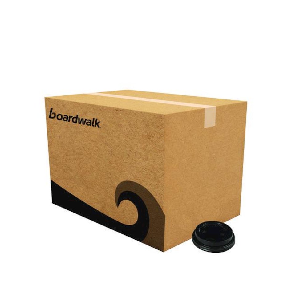 Hot Cup Lids, Fits 10 oz to 20 oz Hot Cup, Plastic, Black, 1,000/Carton. Picture 1