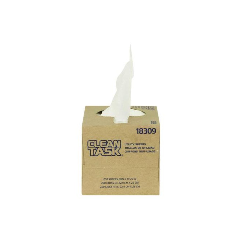 Clean Task Utility Wipers, 1-Ply, 9 x 10.25, White, 250 Sheets/Box, 24 Boxes/Carton. Picture 3