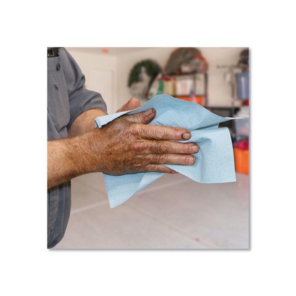 TOOLBOX Blue Shop Towels, 1-Ply, 10 x 12, Blue, 200 Sheets/Box, 4 Boxes/Carton. Picture 7