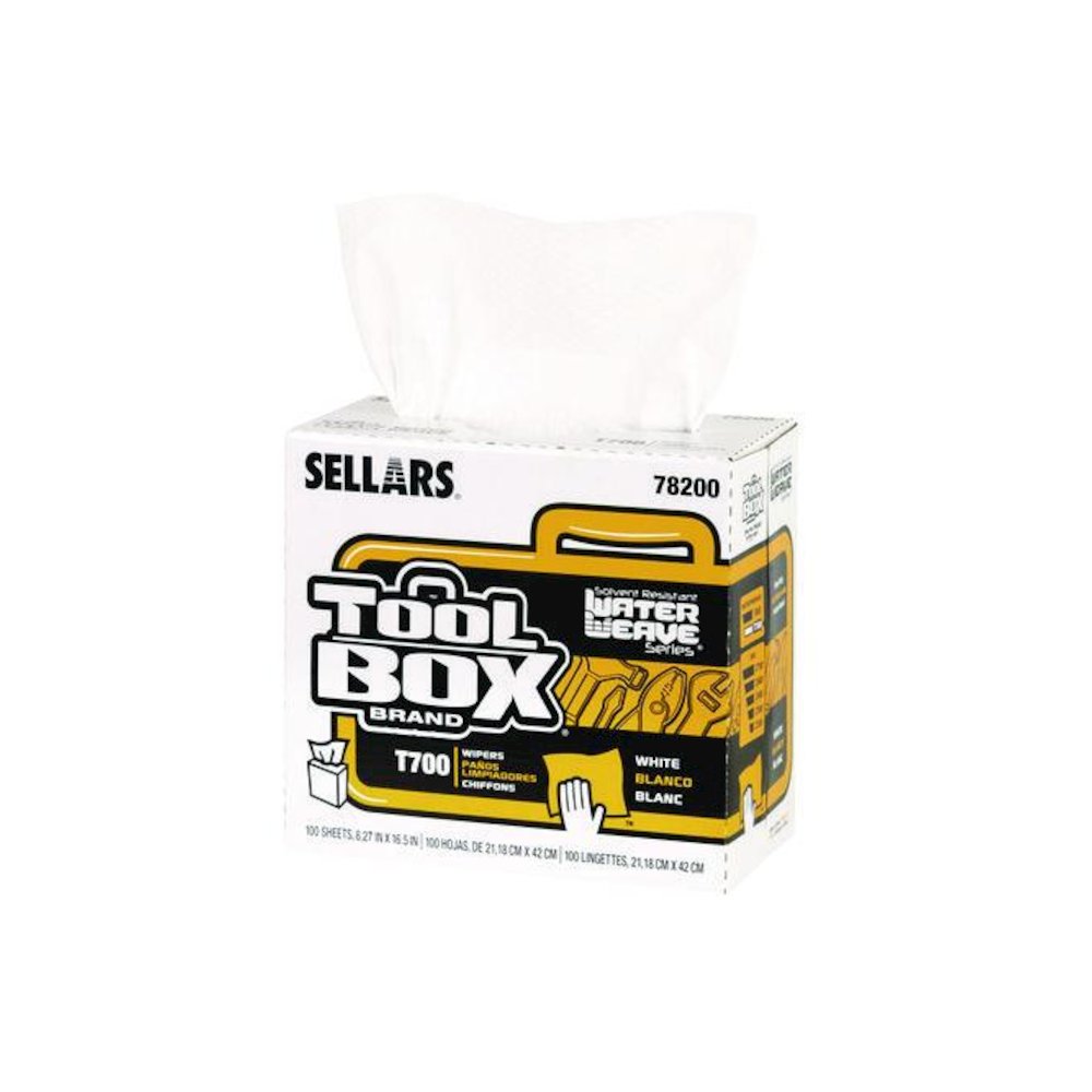 TOOLBOX WaterWeave T700 Wipers, 1-Ply, 8.27 x 16.5, White, 100 Sheets/Box, 8 Boxes/Carton. Picture 1