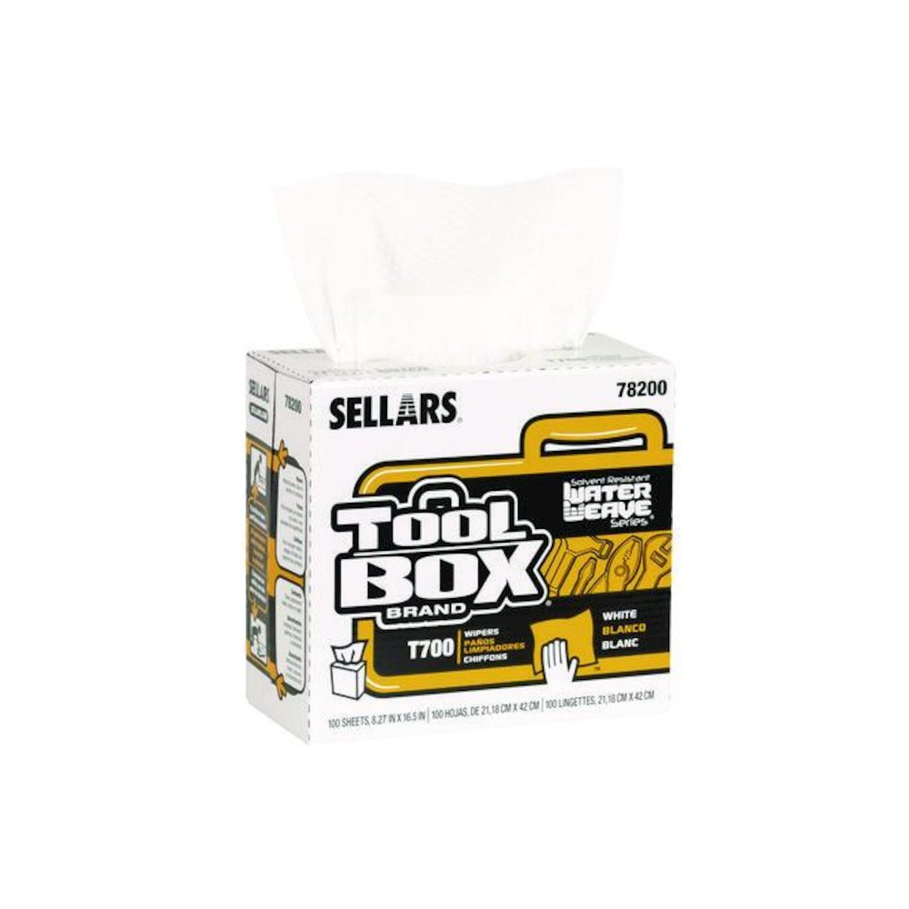 TOOLBOX WaterWeave T700 Wipers, 1-Ply, 8.27 x 16.5, White, 100 Sheets/Box, 8 Boxes/Carton. Picture 2