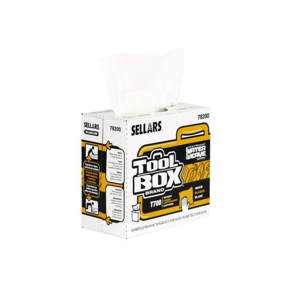 TOOLBOX WaterWeave T700 Wipers, 1-Ply, 8.27 x 16.5, White, 100 Sheets/Box, 8 Boxes/Carton. Picture 4