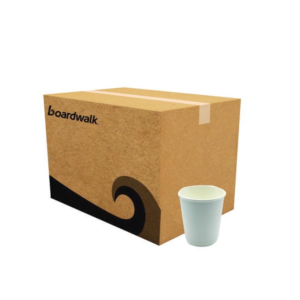 Paper Hot Cups, Double-Walled, 8 oz, White, 500/Carton. Picture 1