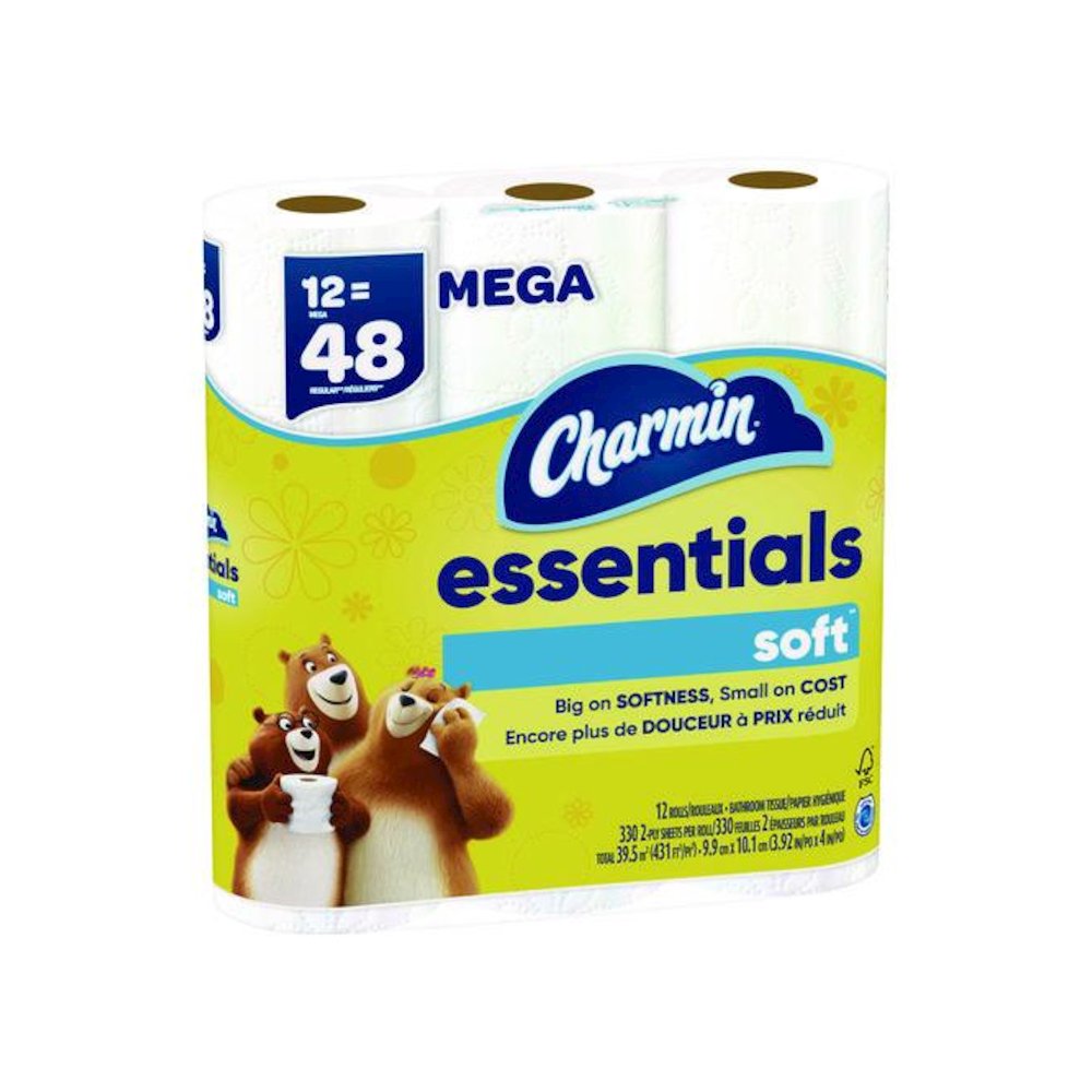 Essentials Soft Bathroom Tissue, Septic Safe, 2-Ply, White, 330 Sheets/Roll, 12 Rolls/Pack, 4 Packs/Carton. Picture 5