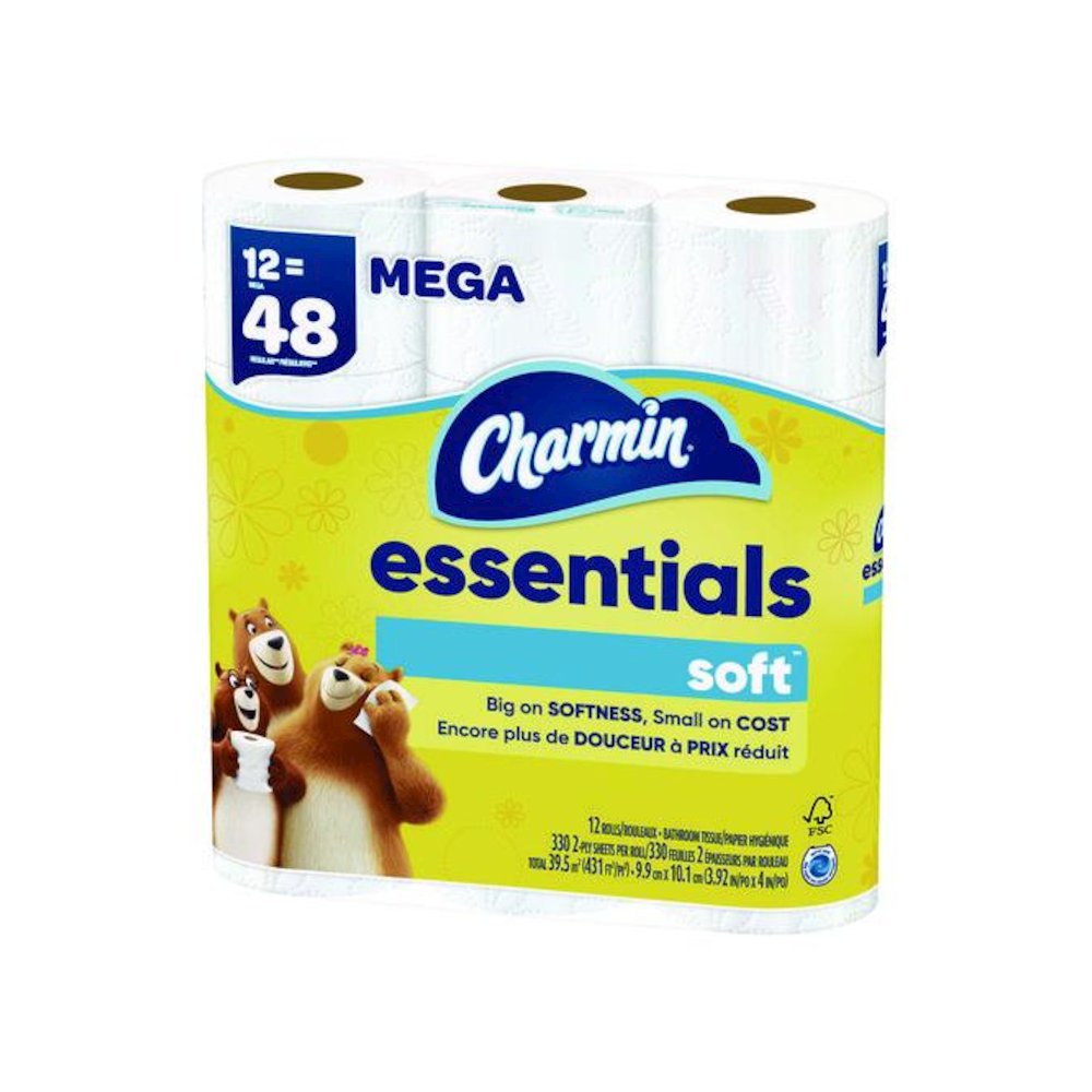 Essentials Soft Bathroom Tissue, Septic Safe, 2-Ply, White, 330 Sheets/Roll, 12 Rolls/Pack, 4 Packs/Carton. Picture 6