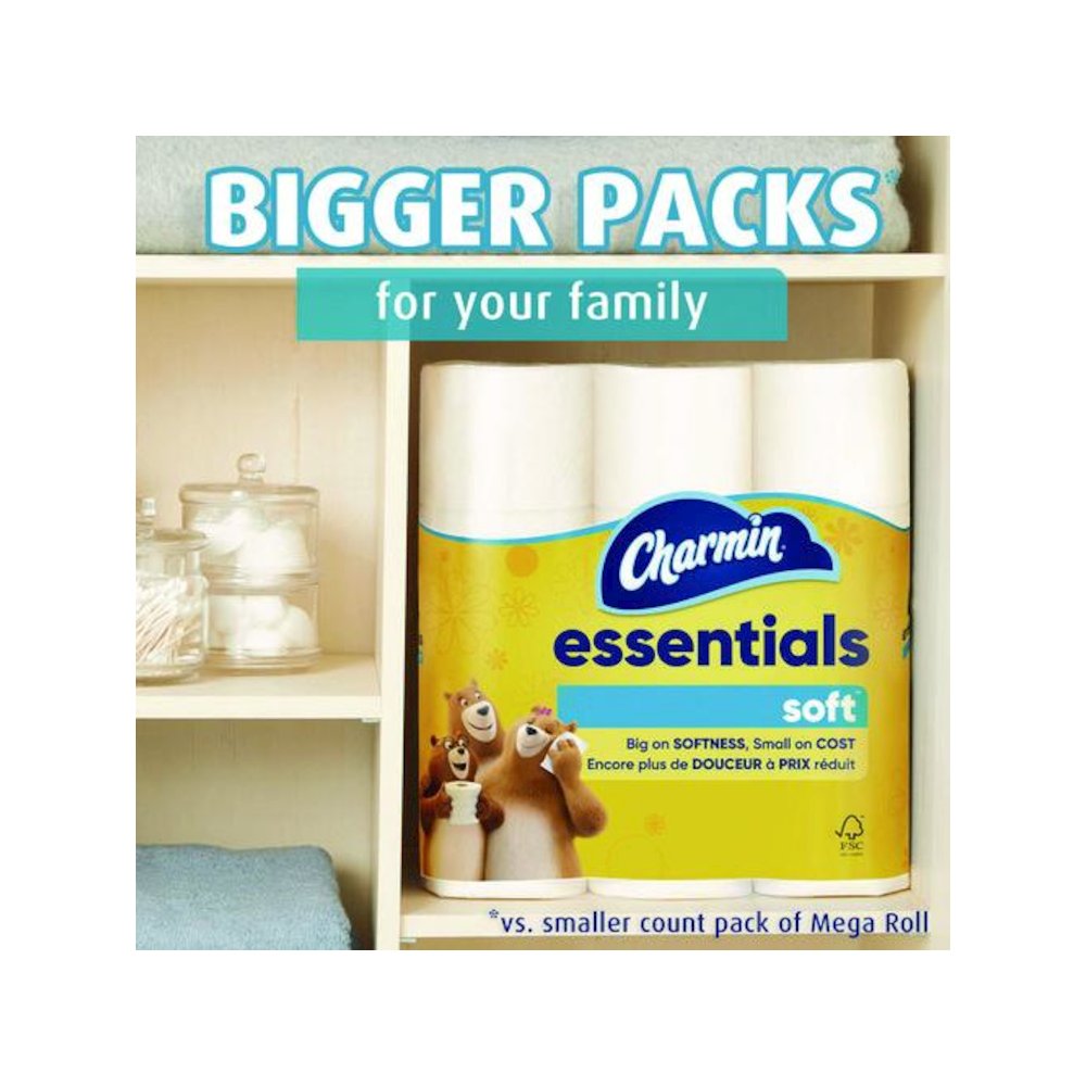 Essentials Soft Bathroom Tissue, Septic Safe, 2-Ply, White, 330 Sheets/Roll, 12 Rolls/Pack, 4 Packs/Carton. Picture 3