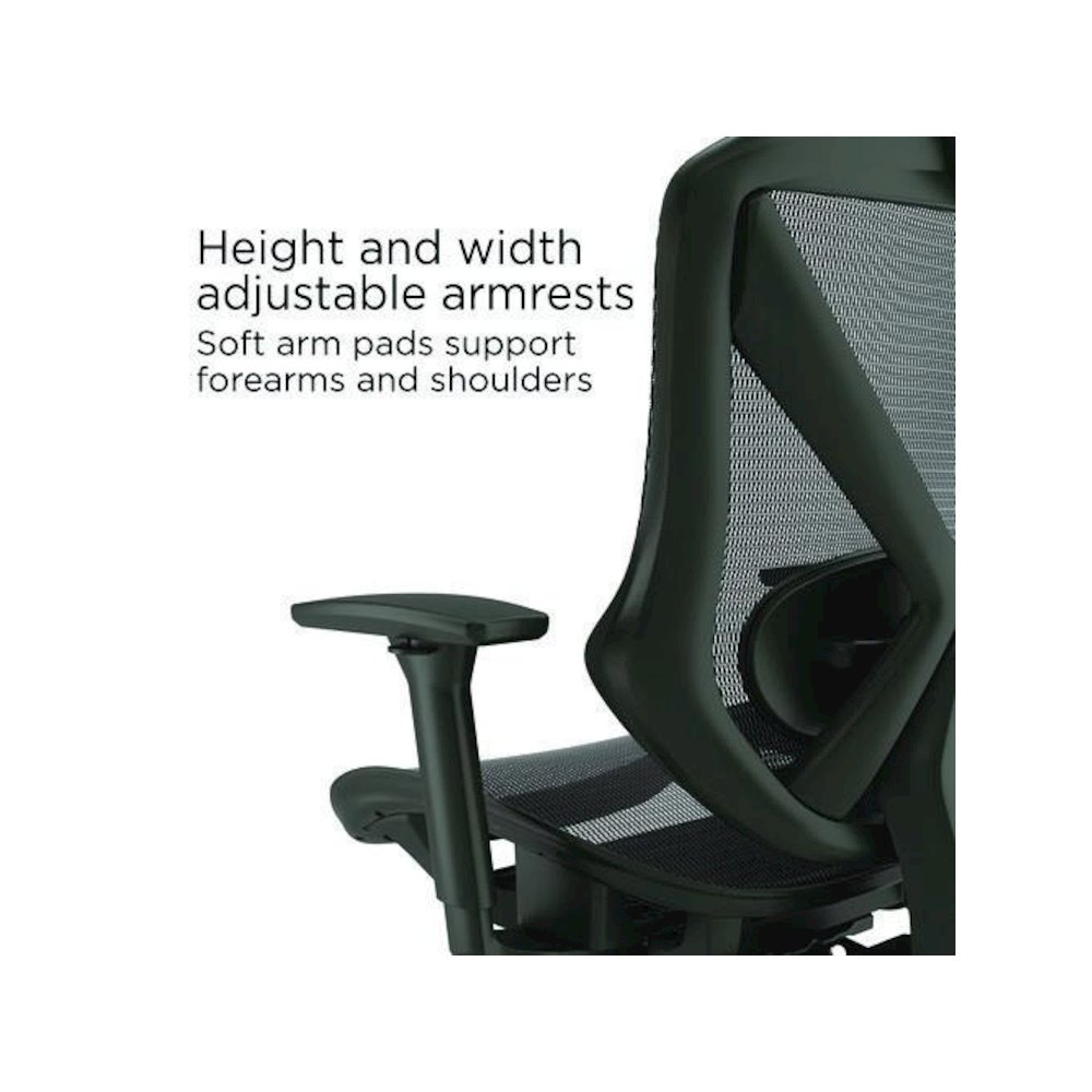 Alera Taunton Ergonomic Mesh Swivel Task Chair, Supports Up to 275lb, 17.44 to 20.98 Seat Height, Black Seat/Back, Black Base. Picture 8