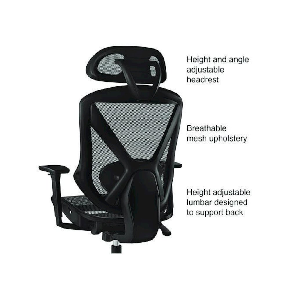 Alera Taunton Ergonomic Mesh Swivel Task Chair, Supports Up to 275lb, 17.44 to 20.98 Seat Height, Black Seat/Back, Black Base. Picture 9