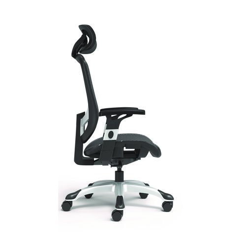 Alera Minerva Ergonomic Mesh Swivel Task Chair, Support Up to 275lb, 17.24 to 20.98 Seat Height, Black Seat/Back, Silver Base. Picture 7
