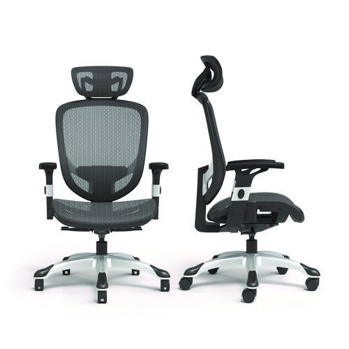 Alera Minerva Ergonomic Mesh Swivel Task Chair, Support Up to 275lb, 17.24 to 20.98 Seat Height, Black Seat/Back, Silver Base. Picture 8